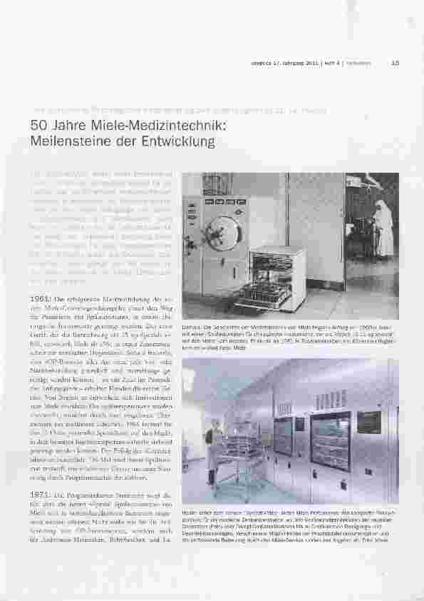 Vorschauseite 1: 50 Jahre Miele-Medizintechnik: Meilensteine der Entwicklung
