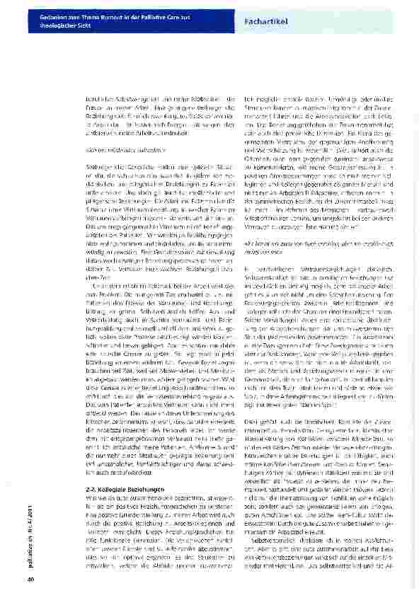 Vorschauseite 3: Gedanken zum Thema Burnout in der Palliative Care aus theologischer Sicht