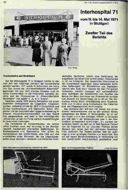 Vorschauseite 1: Interhospital 71 vom 11. bis 14. Mai 1971 in Stuttgart Zweiter Teil des Berichts