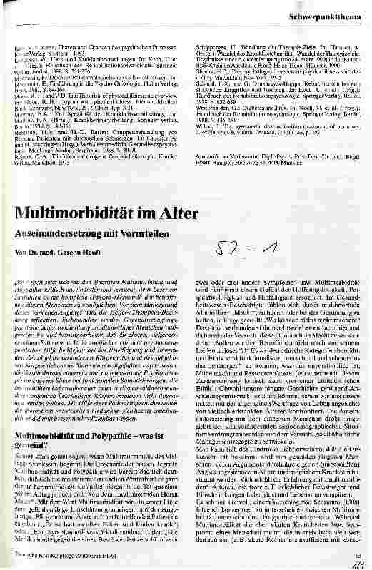 Vorschauseite 1: Multimorbidität im Alter Auseinandersetzung mit Vorurteilen