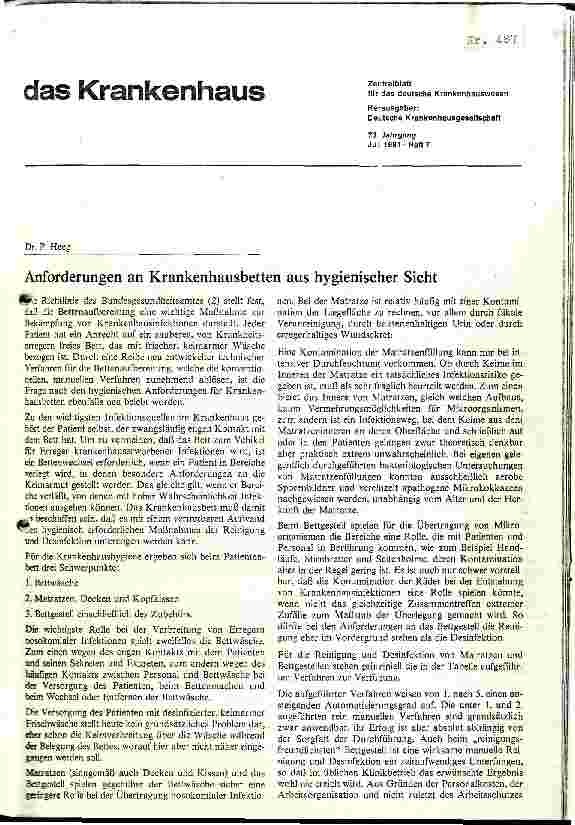 Vorschauseite 1: Anforderungen an Krankenhausbetten aus hygienischer Sicht