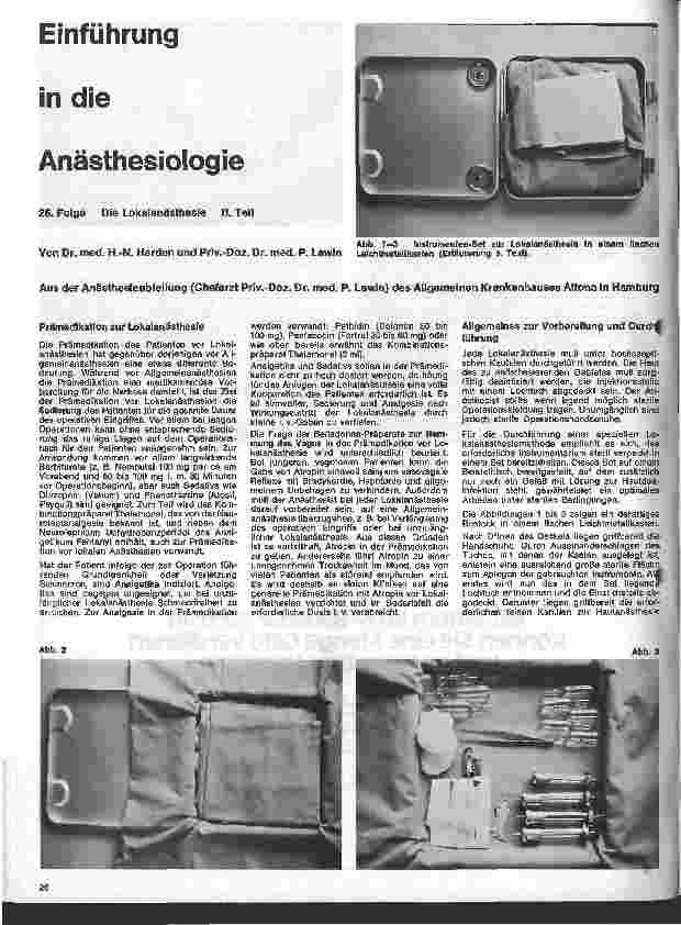 Vorschauseite 1: Einführung in die Anästhesiologie 26. Folge: Die Lokalanästhesie 2. Teil