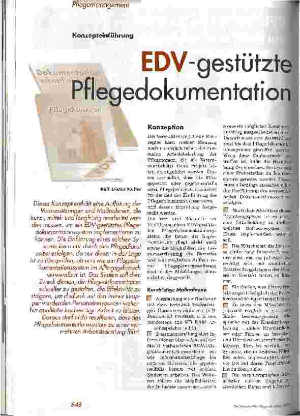 Vorschauseite 1: EDV-gestützte Pflegedokumentation Konzepteinführung