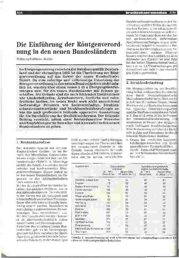 Vorschauseite 1: Die Einführung der Röntgenverordnung in den neuen Bundesländern