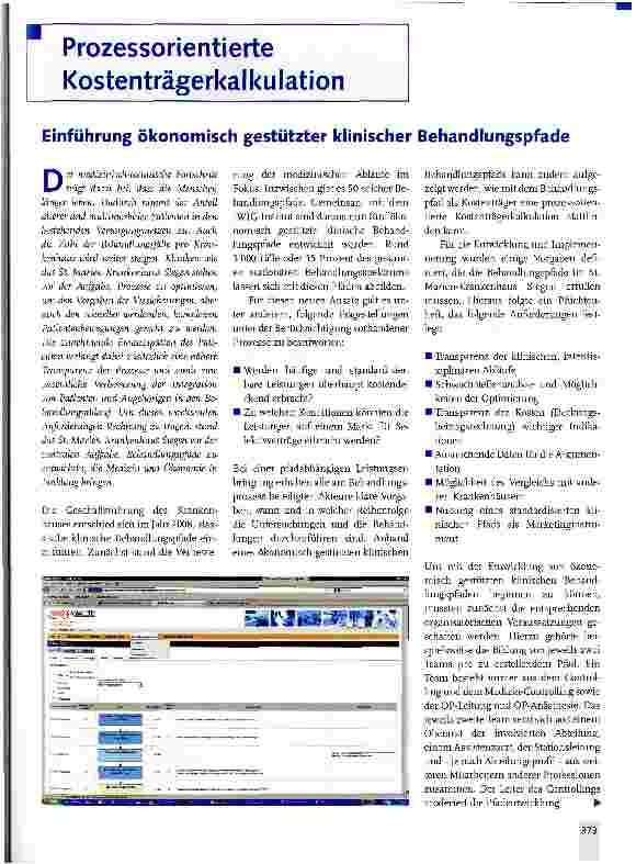 Vorschauseite 1: Einführung ökonomisch gestützter klinischer Behandlungspfade