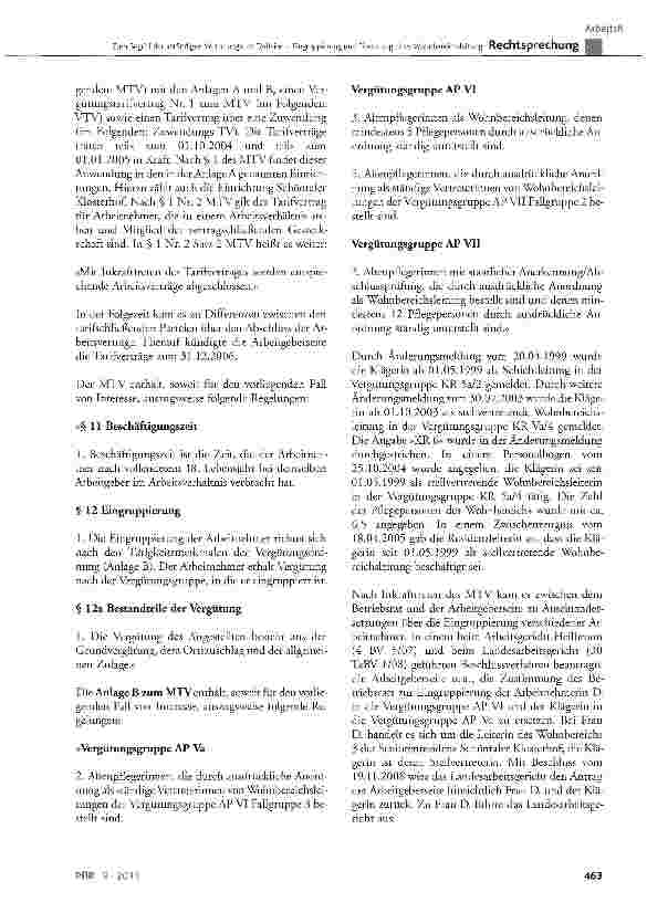 Vorschauseite 2: Zum Begriff der »ständigen Vertretung« im Tarifsinn -Eingruppierung und Einstufung einer Wohnbereichsleitung MTV §11, §12, §12a, §25 Nr. 1 und 2, Anlage B zum MTV Vergütungsgruppe…