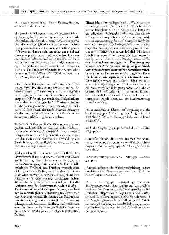 Vorschauseite 5: Zum Begriff der »ständigen Vertretung« im Tarifsinn -Eingruppierung und Einstufung einer Wohnbereichsleitung MTV §11, §12, §12a, §25 Nr. 1 und 2, Anlage B zum MTV Vergütungsgruppe…