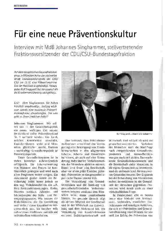 Vorschauseite 1: Für eine neue Präventionskultur