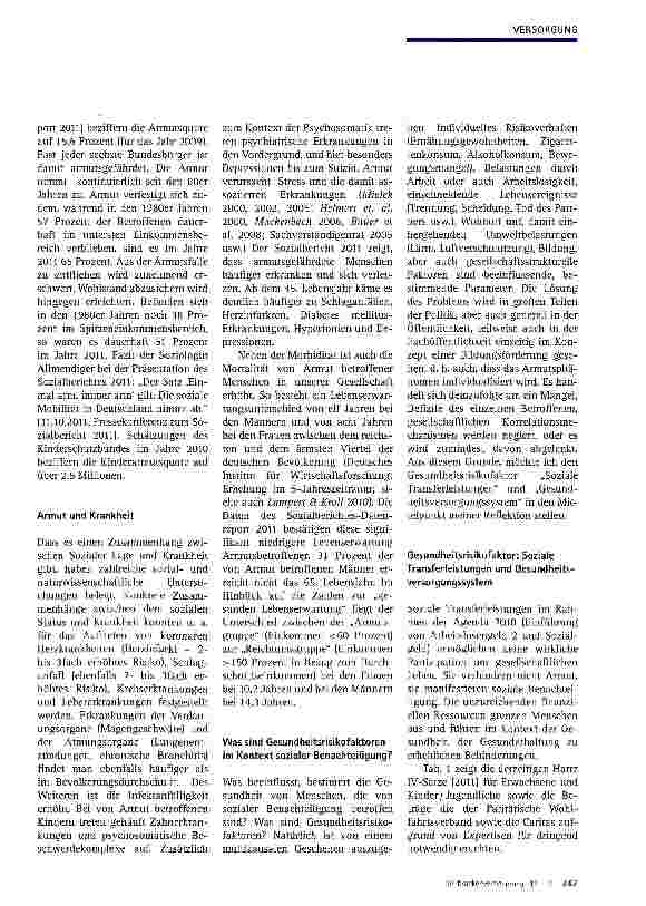 Vorschauseite 2: Armut und Gesundheit in Deutschland