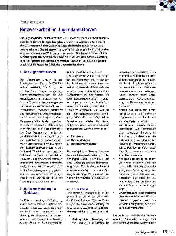 Vorschauseite 1: Netzwerkarbeit im Jugendamt Greven