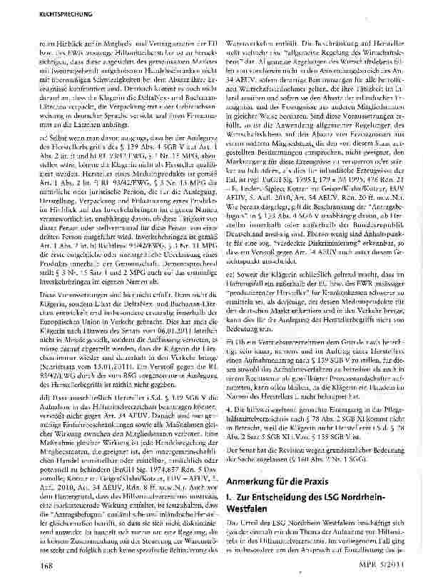 Vorschauseite 6: Aufnahme von Hilfsmitteln in das Hilfsmittelverzeichnis gemäß §139 SGBV