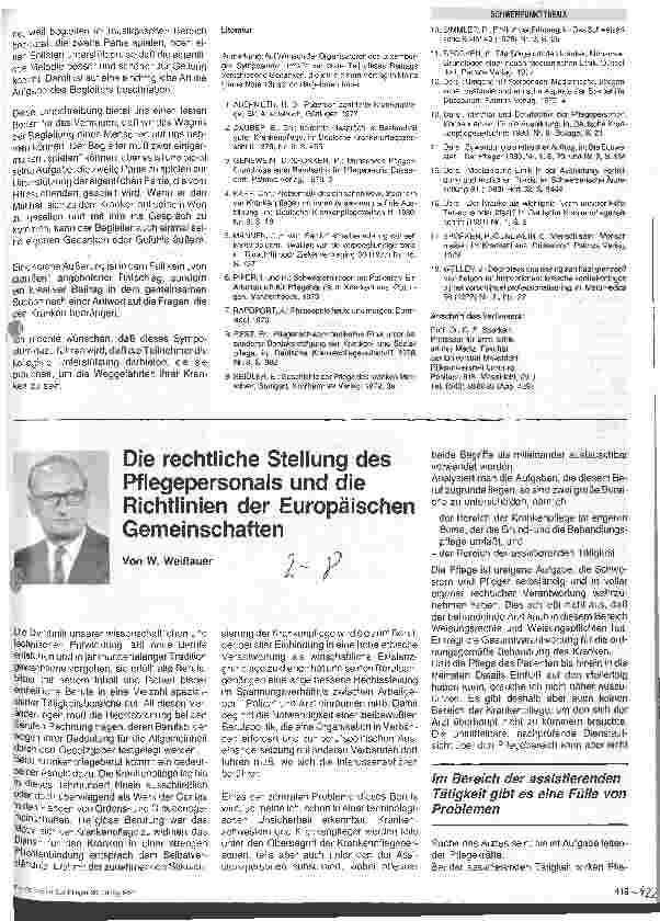 Vorschauseite 1: Die rechtliche Stellung des Pflegepersonals und die Richtlinien der EG
