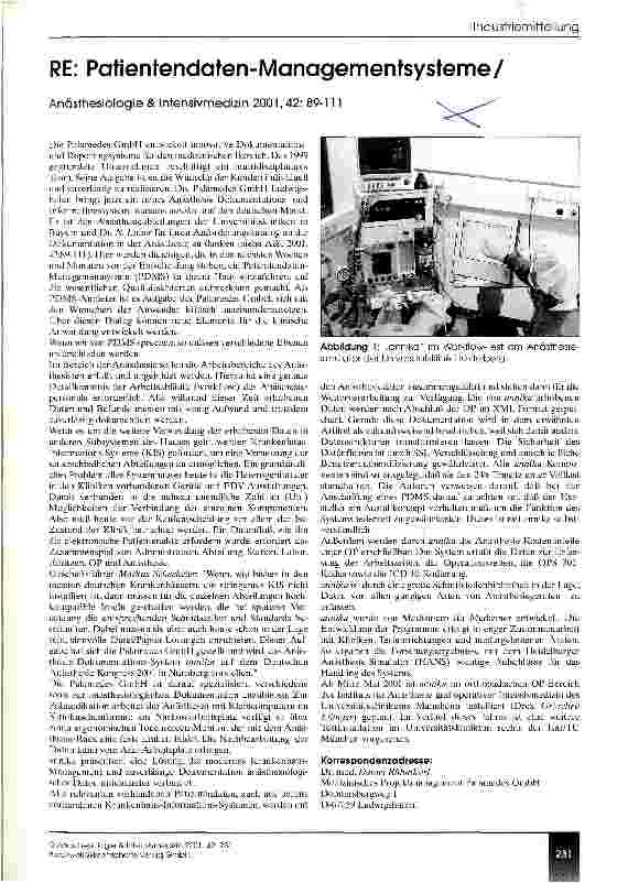Vorschauseite 1: RE: Patientendaten-Managementsysteme