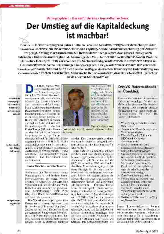 Vorschauseite 1: Der Umstieg auf die Kapitaldeckung ist machbar!