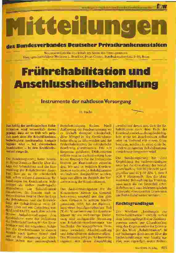 Vorschauseite 1: Frührehabilitation und Anschlussheilbehandlung Instrumente der nahtlosen Versorgung