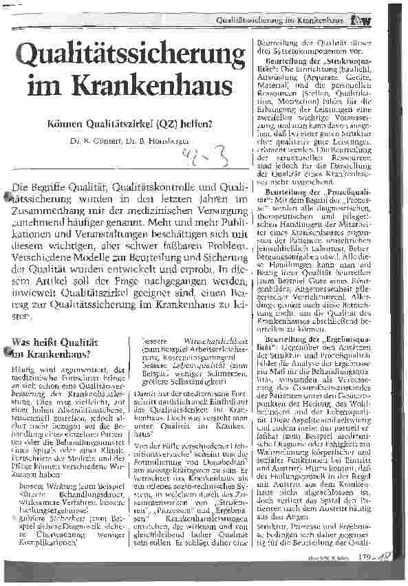 Vorschauseite 1: Qualitätssicherung im Krankenhaus