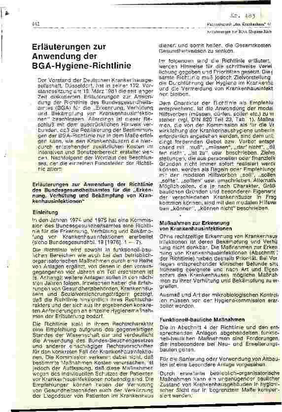 Vorschauseite 1: Erläuterungen zur Anwendung der BGA-Hygiene Richtlinie