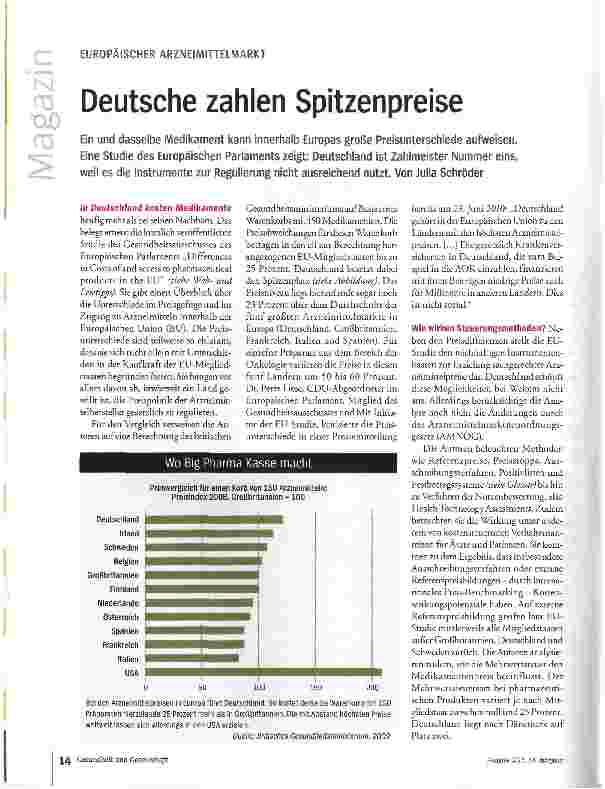Vorschauseite 1: Deutsche zahlen Spitzenpreise