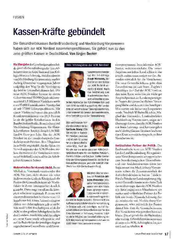 Vorschauseite 1: FUSIONKassen-Kräfte gebündelt