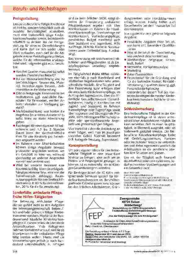 Vorschauseite 4: Freiberuflichkeit in der Kinderkrankenpflege