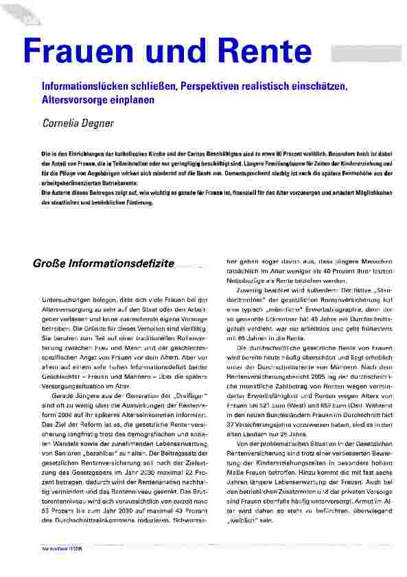 Vorschauseite 1: Frauen und Rente