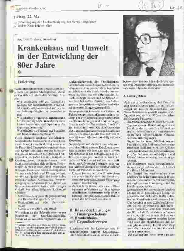 Vorschauseite 1: Krankenhaus und Umwelt in der Entwicklung der 80er Jahre