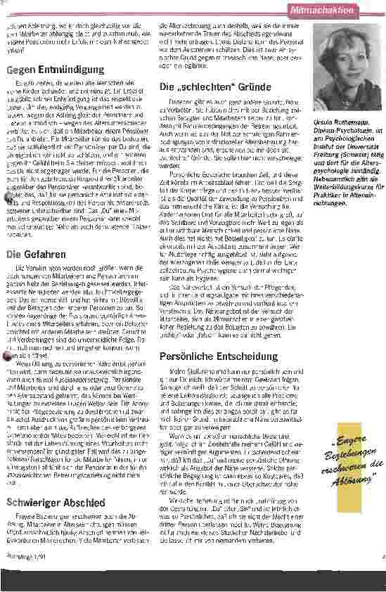 Vorschauseite 2: Sie oder Du? Wie geht man mit den Beziehungen im Altenheim um?