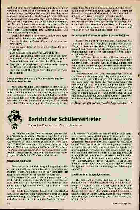 Vorschauseite 1: Bericht der Schülervertreter