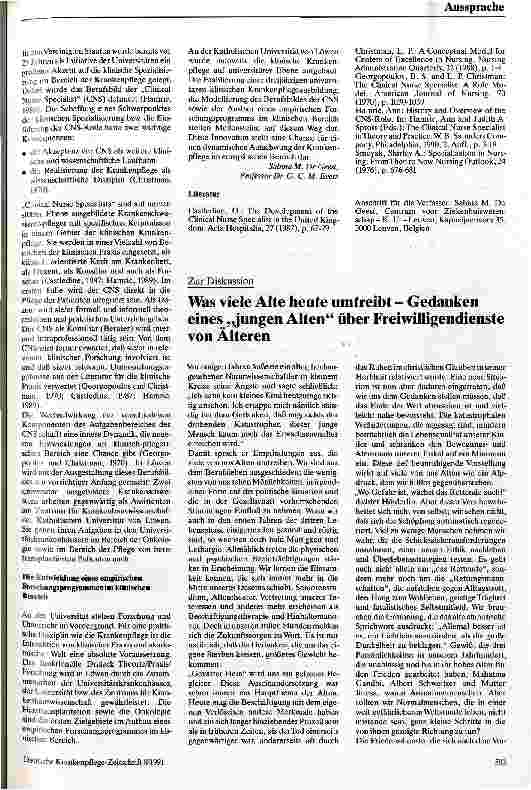 Vorschauseite 2: Schwerpunkte der klinischen Spezialisierung in der Krankenpflege Neue Entwicklungen an der katholischen Universität von Löwen