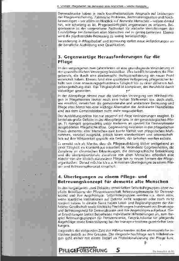 Vorschauseite 3: Pflegebedarf bei dementen alten Menschen Welche Konzepte hält die Pflegewissenschaft bereit?