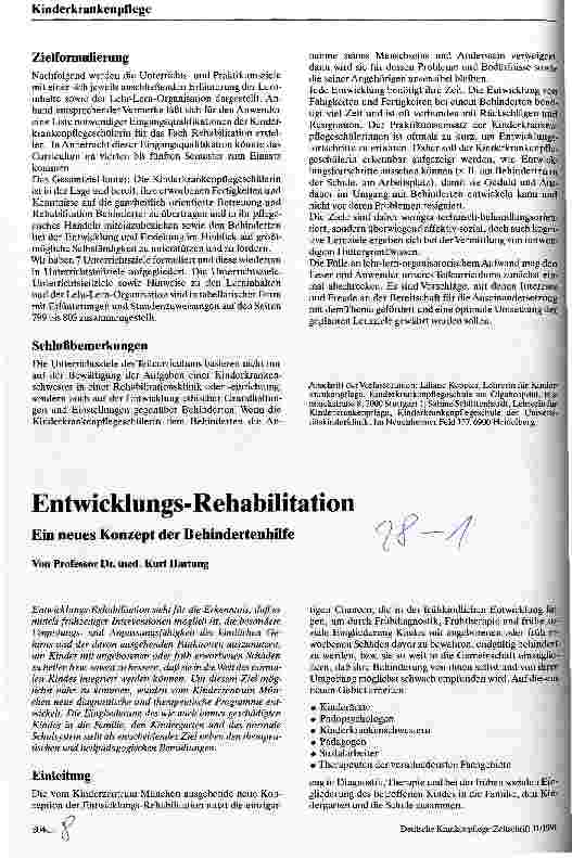 Vorschauseite 1: Entwicklungs-Rehabilitation Ein neues Konzept der Behindertenhilfe