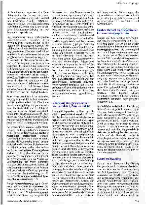 Vorschauseite 2: Der Beitrag der Pflege zur Mutterund Frauenmilchernährung in der Neonatologie