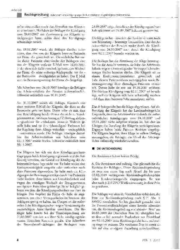 Vorschauseite 2: Außerordentliche Kündigung wegen Konkurrenztätigkeit im gekündigten ArbeitsverhältnisBGB §241 Abs. 2, §615 Satz 2, §626 Abs. 1; KSchG §1 Abs. 2; HGB §60 Abs. 1,§74