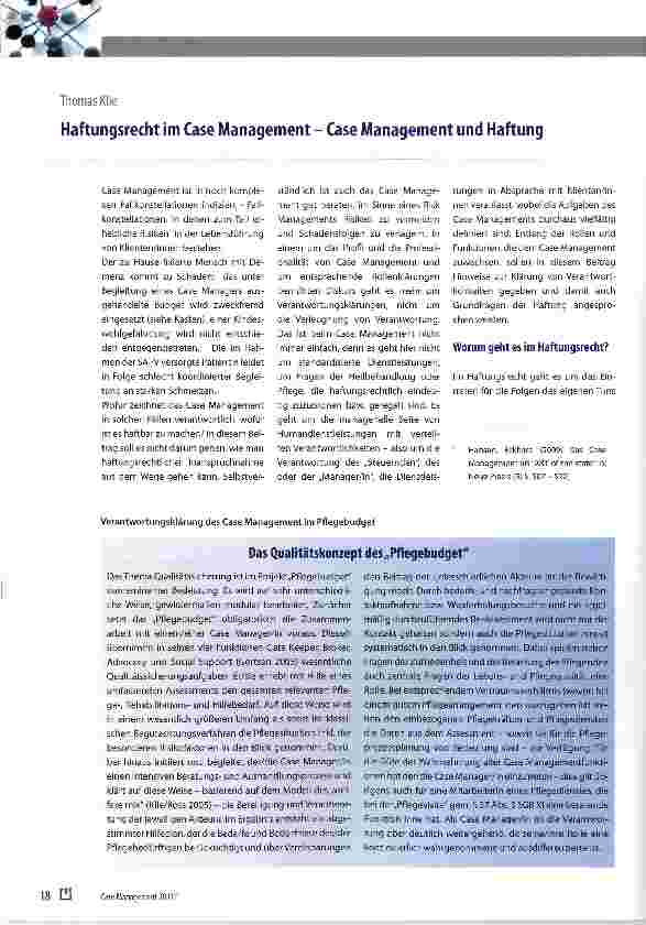 Vorschauseite 1: Haftungsrecht im Case Management - Case Management und Haftung