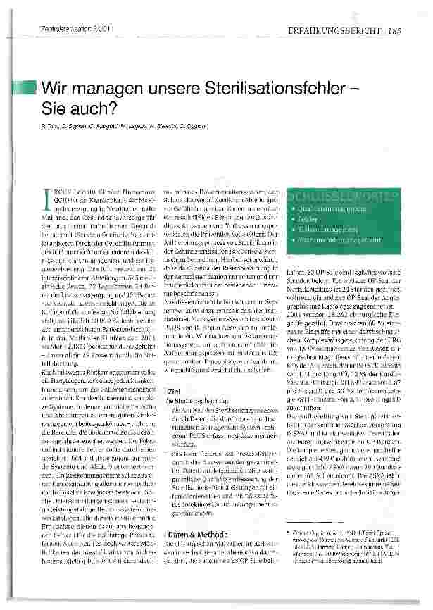 Vorschauseite 1: Wir managen unsere Sterilisationsfehler Sie auch?