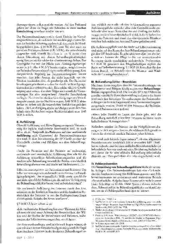 Vorschauseite 2: Patientenrechtegesetz - politische Optionen