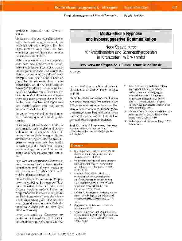 Vorschauseite 2: Mobbing am Arbeitsplatz Krankenhaus