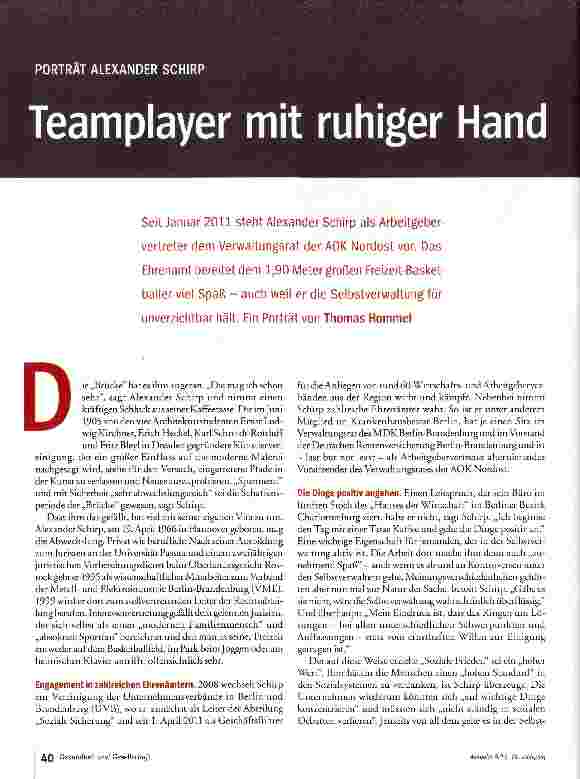 Vorschauseite 1: Teamplayer mit ruhiger Hand