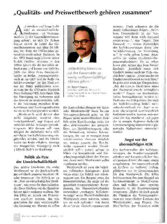 Vorschauseite 1: „Qualitätsund Preiswettbewerb gehören zusammen