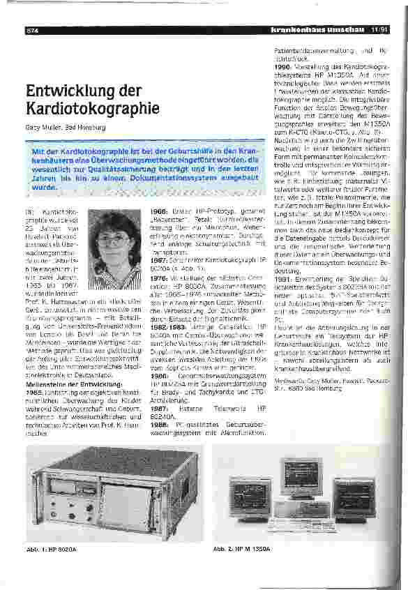 Vorschauseite 1: Entwicklung der Kardiotokographie