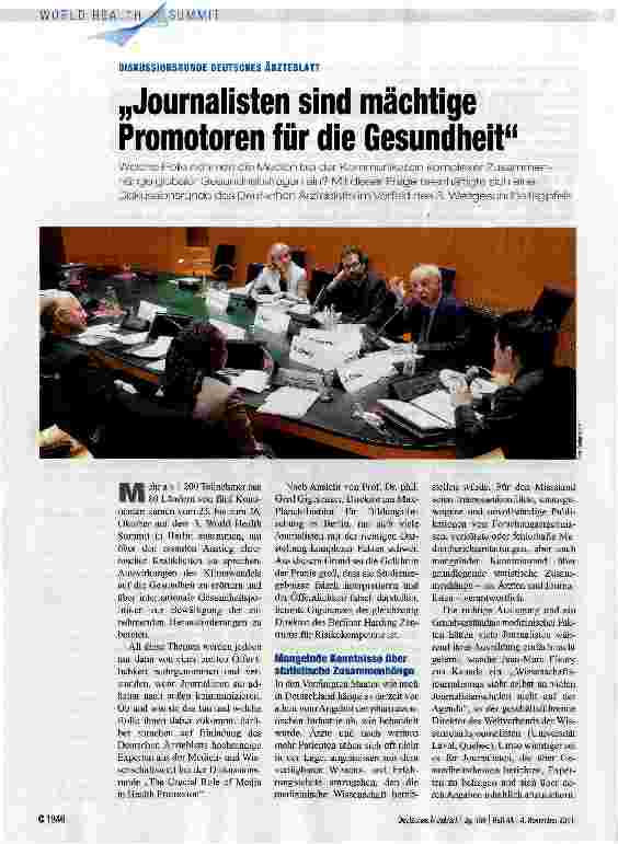 Vorschauseite 1: „Journalisten sind mächtige Promotoren für die Gesundheit