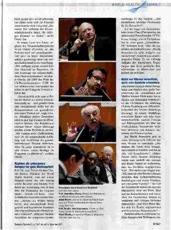 Vorschauseite 2: „Journalisten sind mächtige Promotoren für die Gesundheit