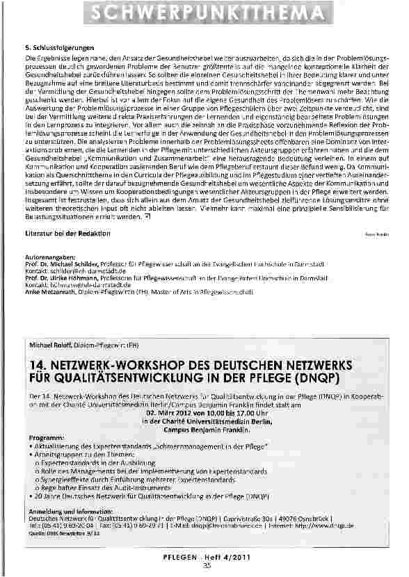 Vorschauseite 6: GESUNDHEITSFÖRDERUNG BEI PFLEGESCHÜLERN UND -STUDENTEN Ausschnitte aus einem Forschungsprojekt zur Entwicklung von Gesundheitskompetenz bei Pflegepersonal im Krankenhaus