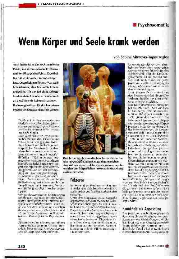 Vorschauseite 1: Wenn Körper und Seele krank werden Psychosomatik