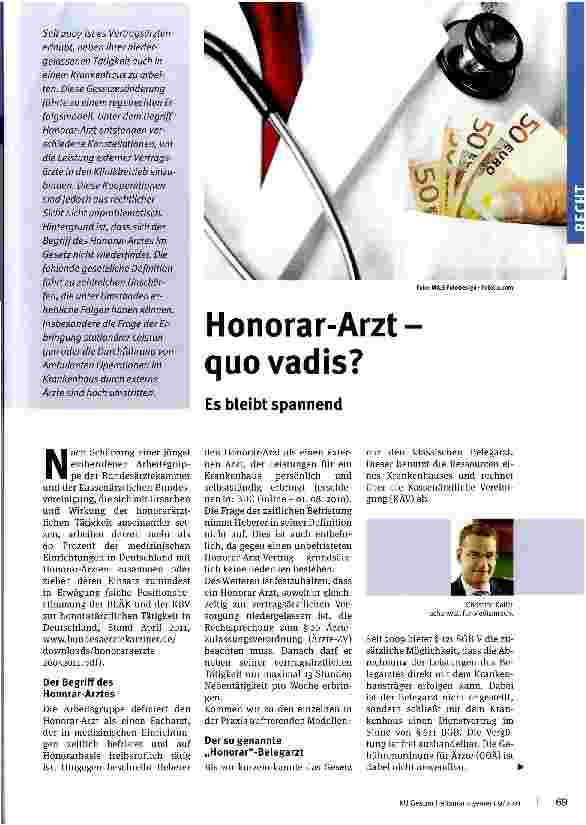 Vorschauseite 1: Honorar-Arzt -quovadis?