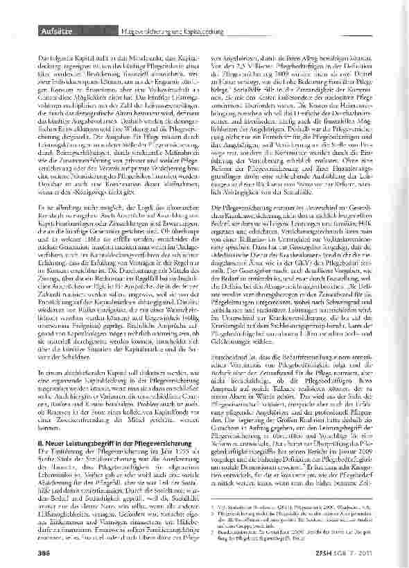 Vorschauseite 2: Pflegeversicherung und Kapitaldeckung