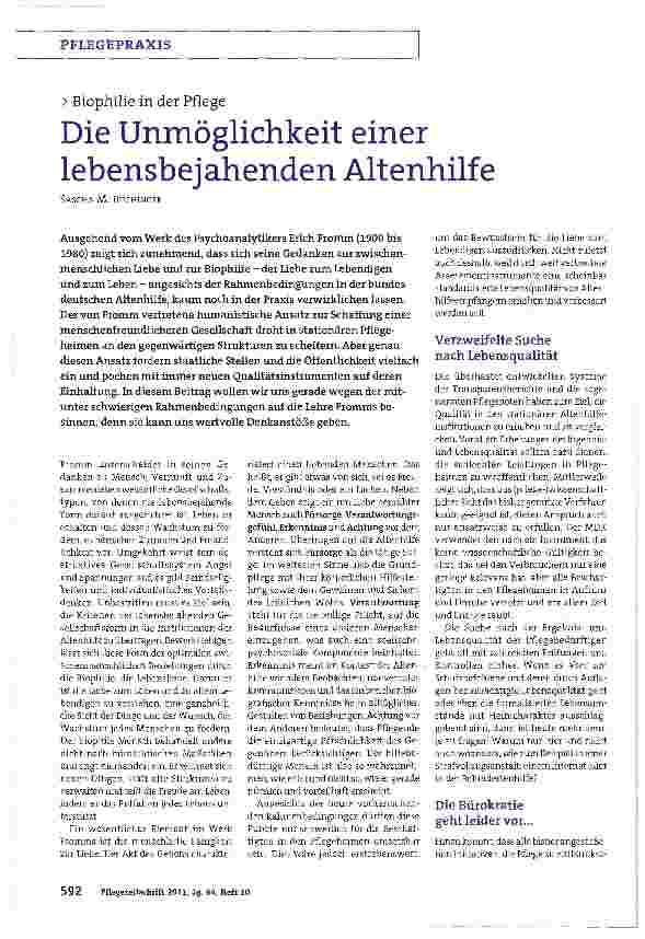 Vorschauseite 1: Die Unmöglichkeit einer lebensbejahenden Altenhilfe