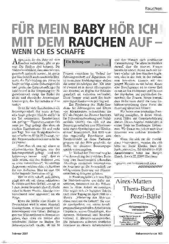 Vorschauseite 1: FÜR MEIN BABY HÖR ICHMIT DEM RAUCHEN AUF WENN ICH ES SCHAFFE