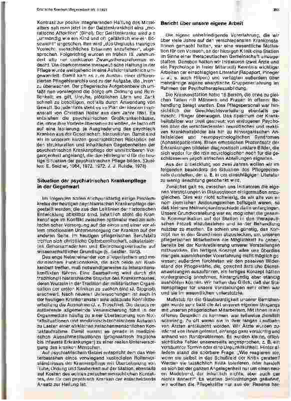 Vorschauseite 2: Die Krankenpflege in Gegenwart und Vergangenheit Ein Erfahrungsbericht aus der Psychiatrie