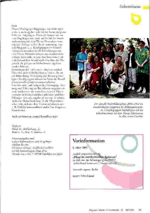 Vorschauseite 3: Mehr Input für die Pflege Projektgruppe Stressinkontinenz in der 2-jährigen Weiterbildung am Bildungszentrum Ruhr in Herne